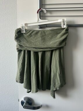 aerie Olive Green Fold-Over Skater Skirt